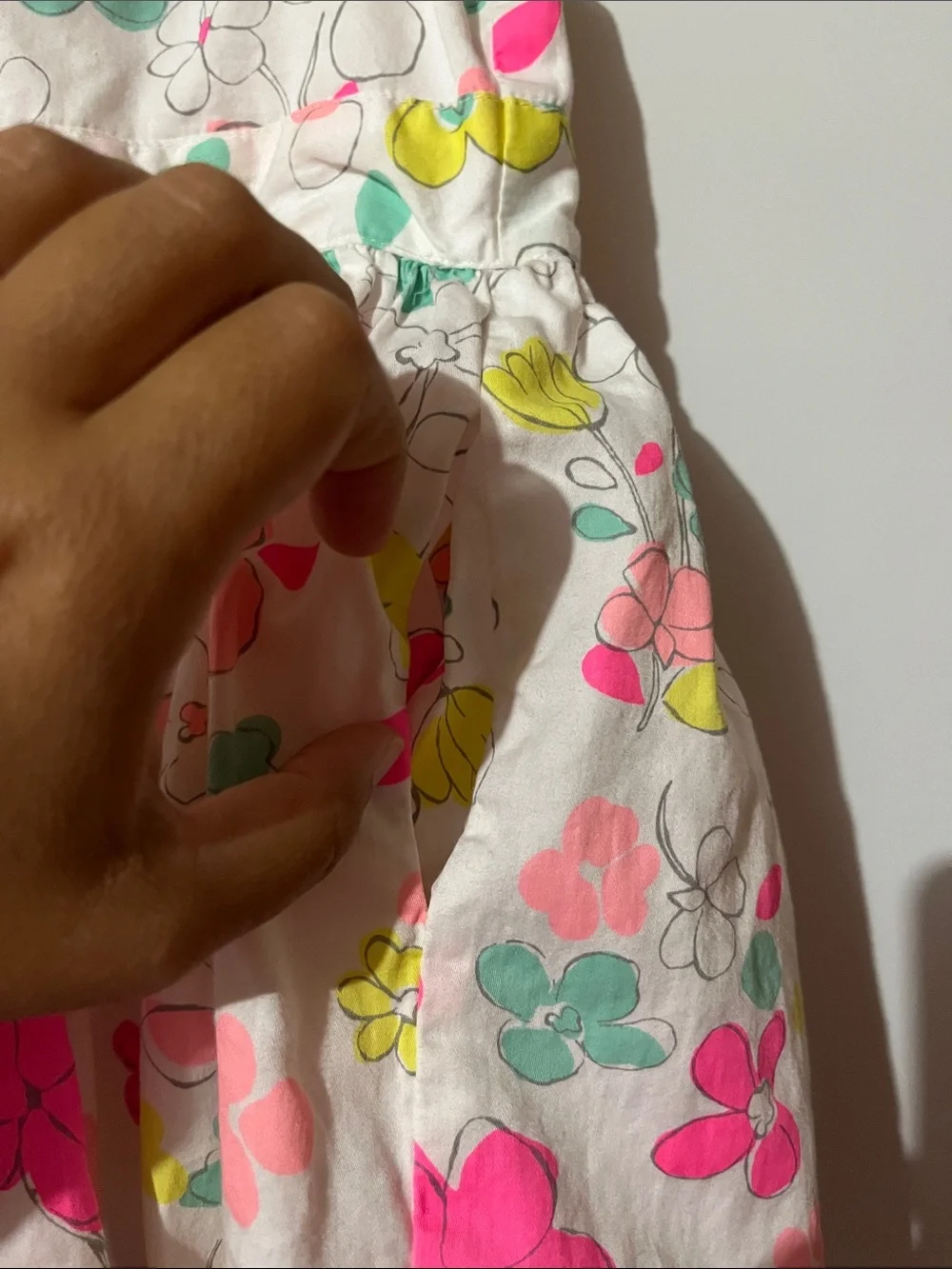 Carter's White Sleeveless Floral Dress with Neon Pink, Yellow & Mint